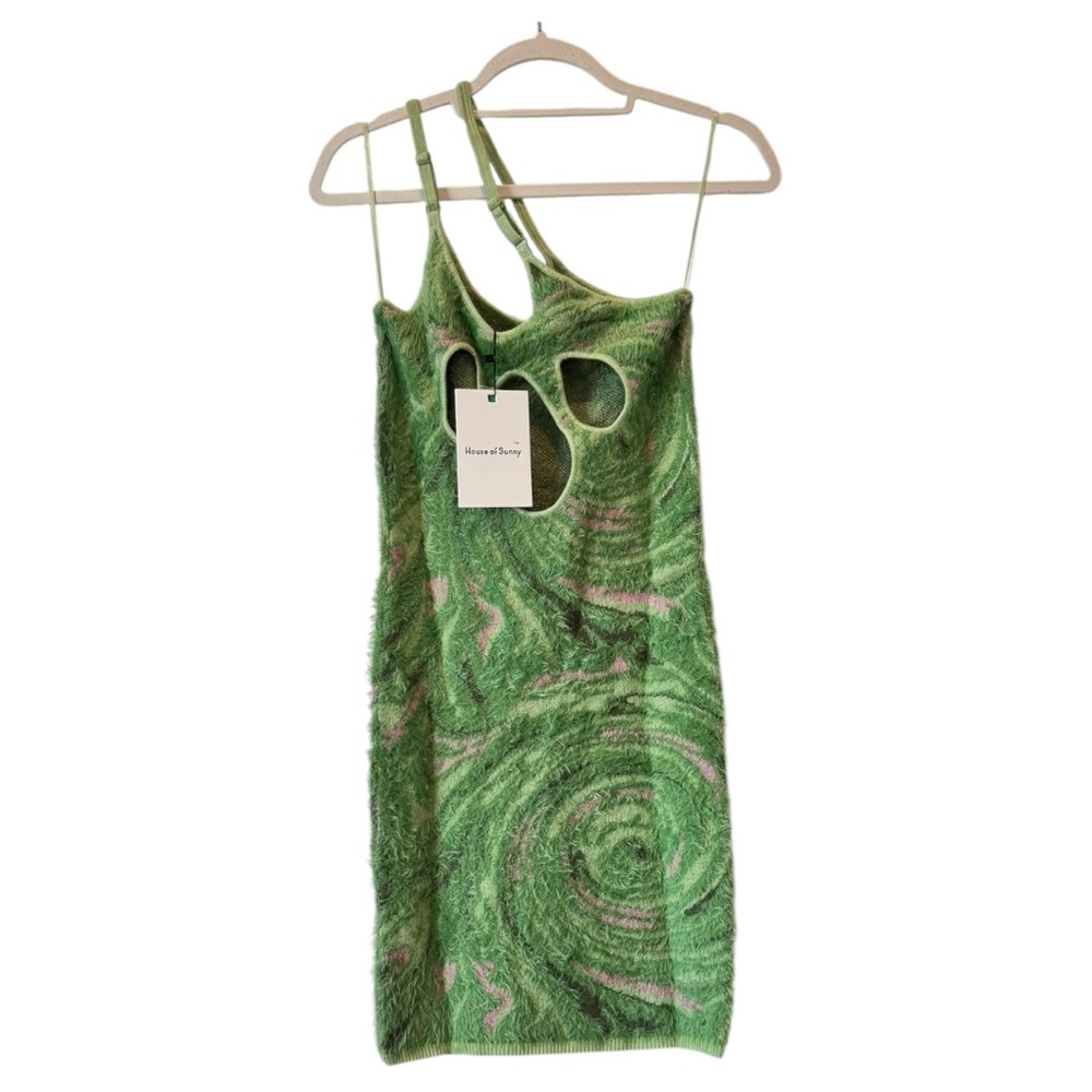 House of Sunny Hot Springs Hockney Mini Dress in Grass, Small, NWT - Picture 9 of 11